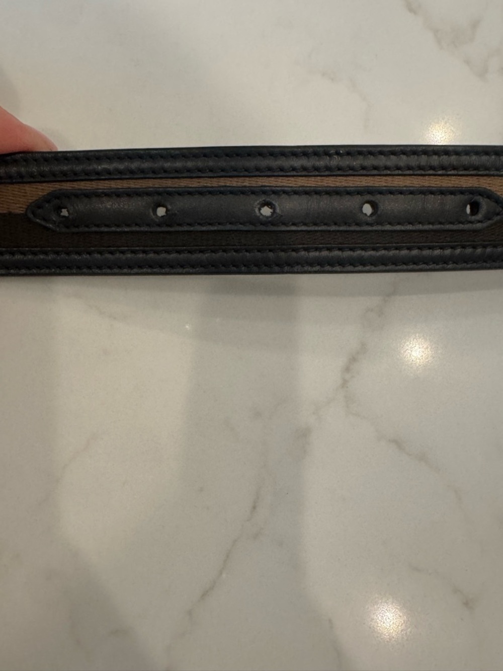 Fendi Black Baguette Leather $ Fabric Belt with Gold Fendi Logo Buckle - Picture 5 of 8